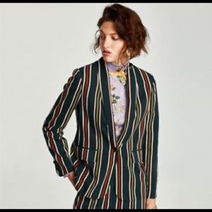 Zara green striped blazer